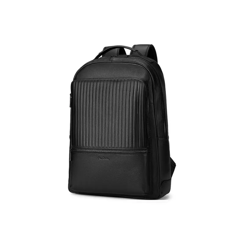 PIERRE CARDIN Cow Leather Backpack Tubas Men's Black-2