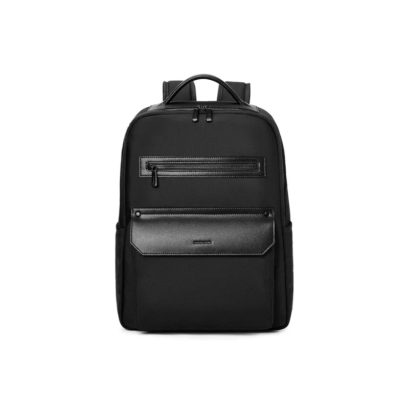 PIERRE CARDIN Nylon With Synthetic Leather Large Capacity Travel Backpack Tubas Men's Black-1