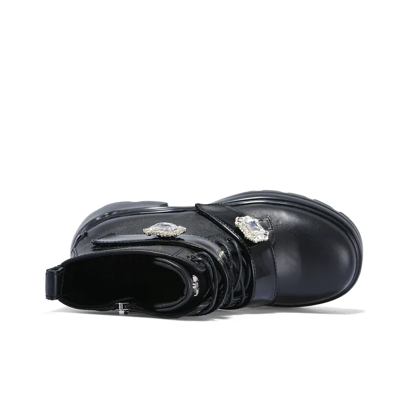 IiJin Short Martin Boot Women's Black-2