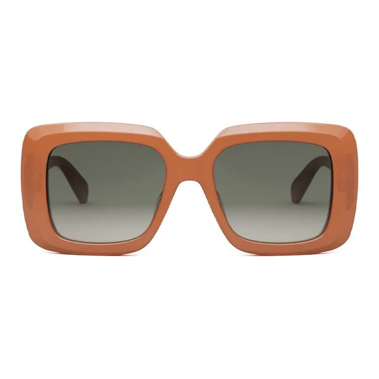 CELINE Acetate Square Sunglasses Women's Brown-1