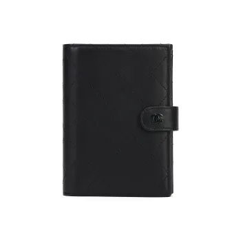 CHANEL Matte Cowhide Passport Holder With Card Slot Women's Black