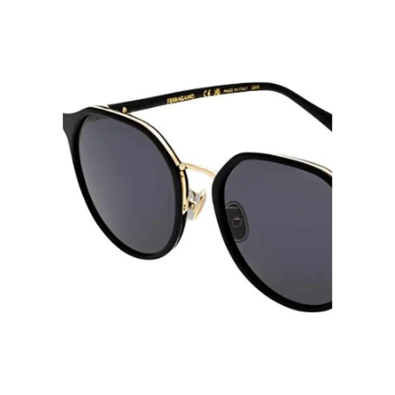 FERRAGAMO Plate Frame Irregular Shape Sunglasses Unisex Black-2