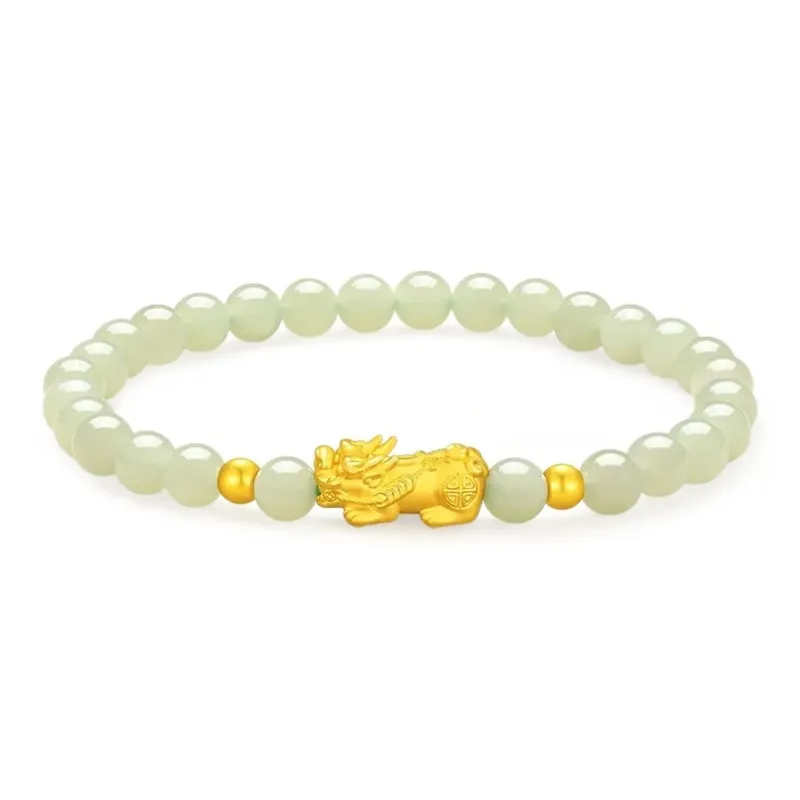 YASHENGZHUBAO Hetian Jade Bracelets Pale Greenish White Jade Women's-0