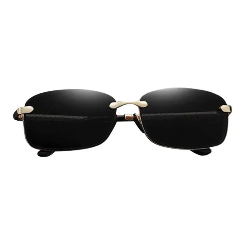 Thunder Pailong Alloy Square Sunglasses Men's Black Gray Gold-5