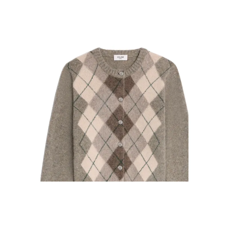 CELINE Cardigan In Argyle Alpaca Wool-4