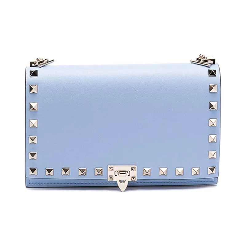 Valentino Calfskin Shoulder Bag Women's Blue-0