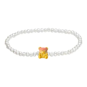 ZHOU LIU FU Bear Pearl Unchained Childhood Collection Solid Gold Fixed Price Gold Bracelet Women's