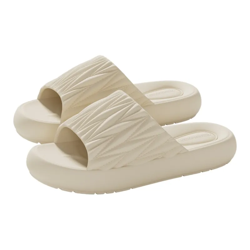 Warm Edge Pleated Slippers Summer Home Indoor Minimalist Style Slip Resistant Couple Bathroom Bathing Home Slippers-9