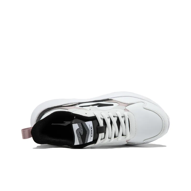Erke Low Top Running Shoes Women's White Black-4