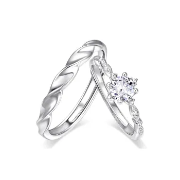 KADER 925 Silver Set With Diamonds Rings Unisex Silver