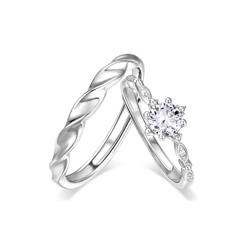 KADER 925 Silver Set With Diamonds Rings Unisex Silver-0