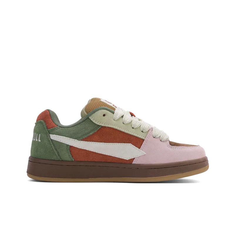 GLO BULL Skateboard Shoes Women's Low Top Green Pink Brown-2