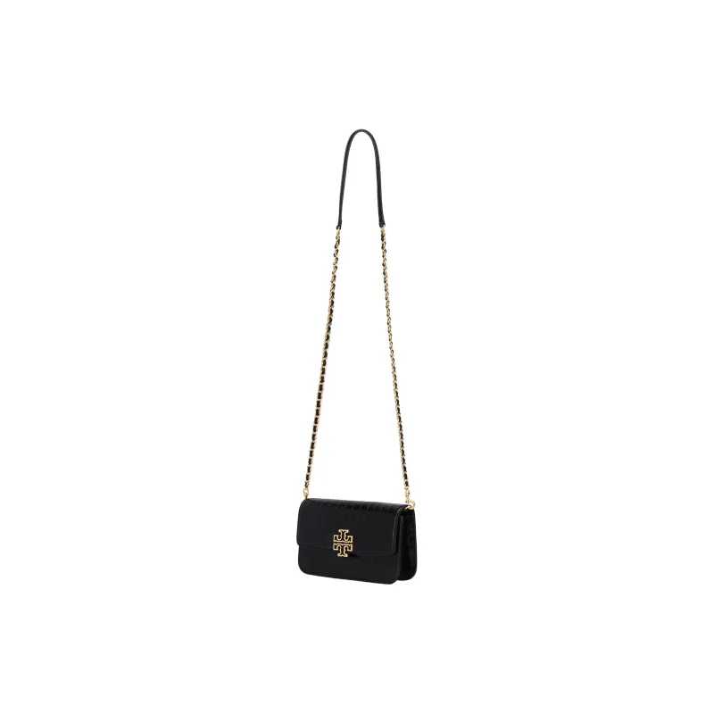 TORY BURCH Britten Crocodile Pattern Leather Shoulder Bag, Crossbody Bag, Chain Bag, Wallet Small Size Women's Black-1