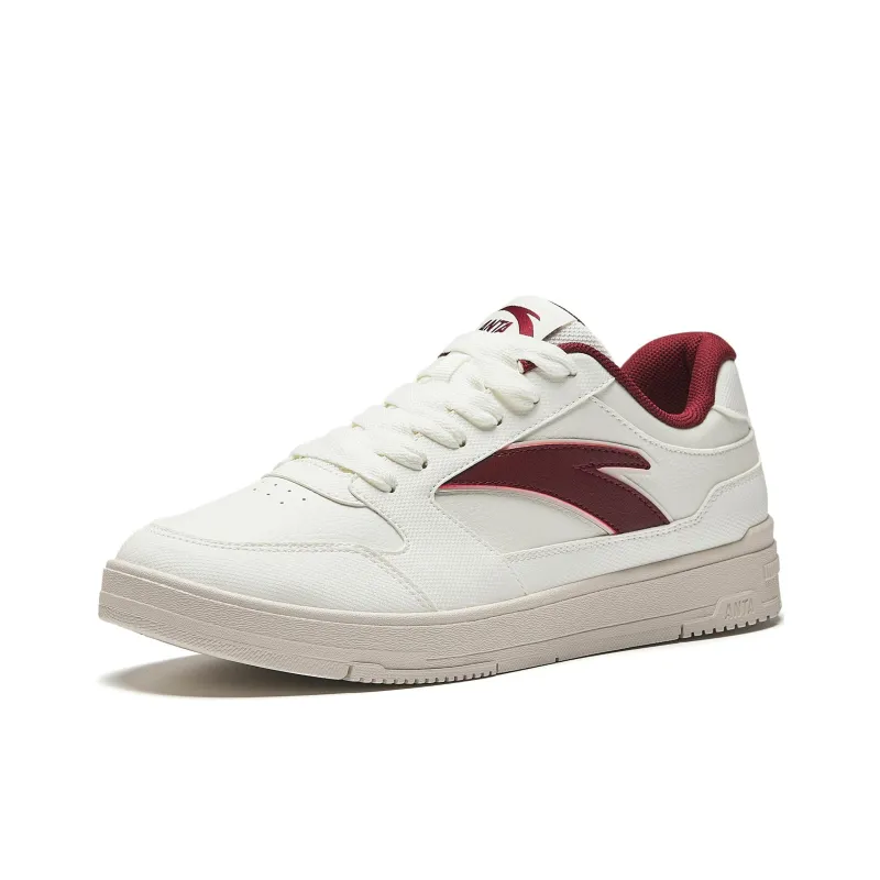 Anta Non-slip Lightweight Low-Top Skateboard Shoes Men's White Red-2