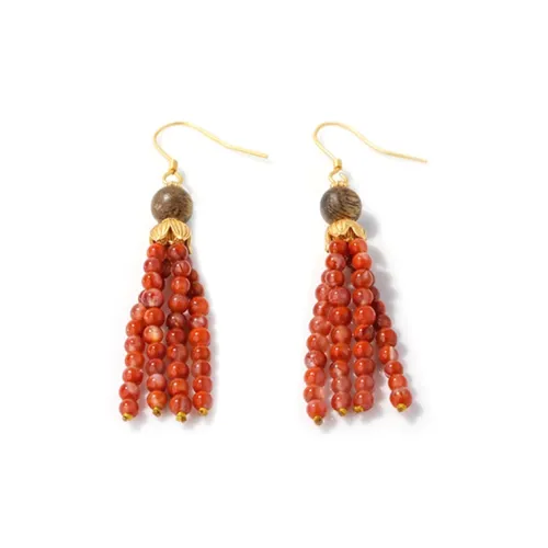 MEIYAER South Red Agate Snake Year Zodiac Hoop Earrings Women's
