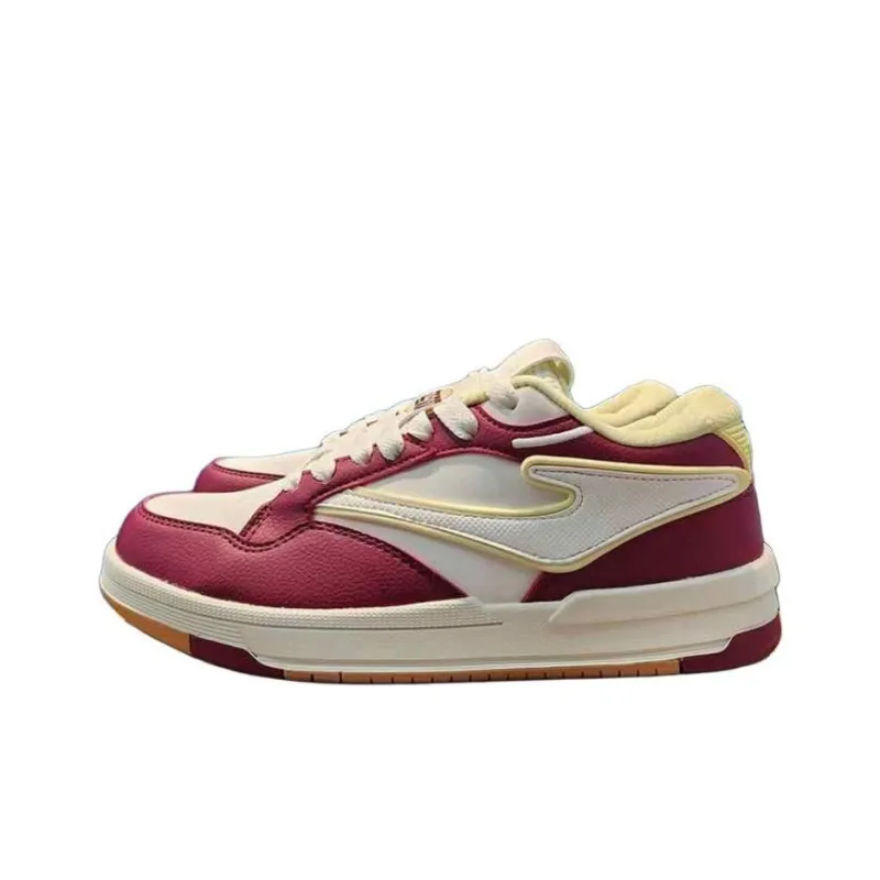 Erke No. 3 Single Slip-Resistant Cushioning Coverage Low-Top Skateboard Shoes Women's White Red Yellow-2