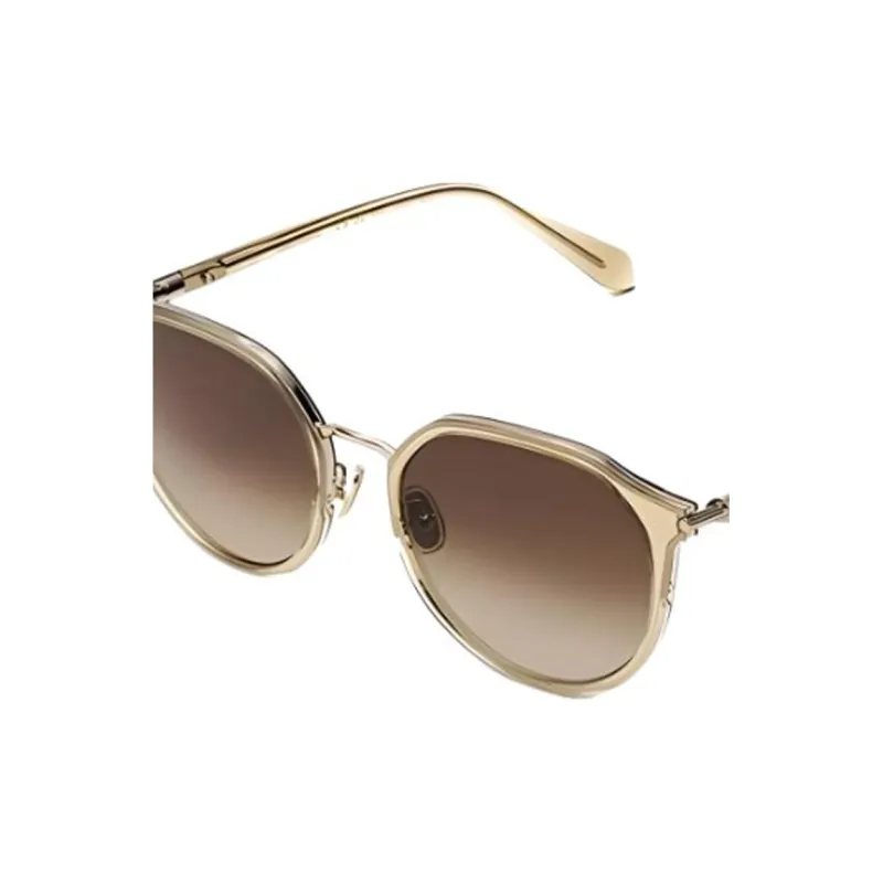 FERRAGAMO Plate Frame Irregular Shape Sunglasses Unisex Gold-2