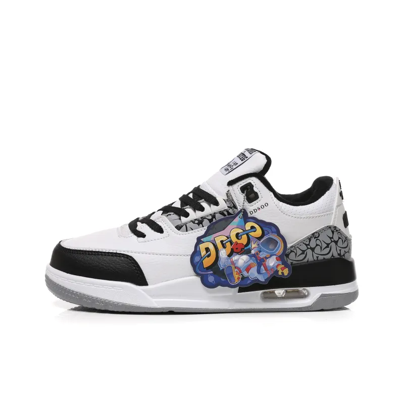 DD&OO Coverage Slip Resistant Waterproof Low Top Skateboard Shoes Unisex White Blue-36