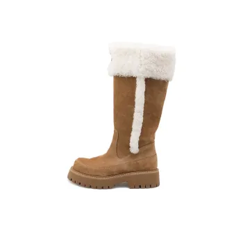 CORINNA DI MARSALA Warm Knee High Snow Boots Women's Khaki