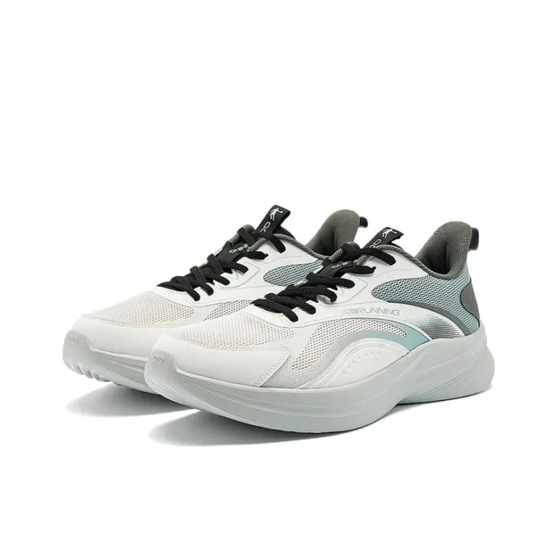 QIAODAN Cushioned Slip Resistant Lightweight Low Top Running Shoes Men's White Green-2