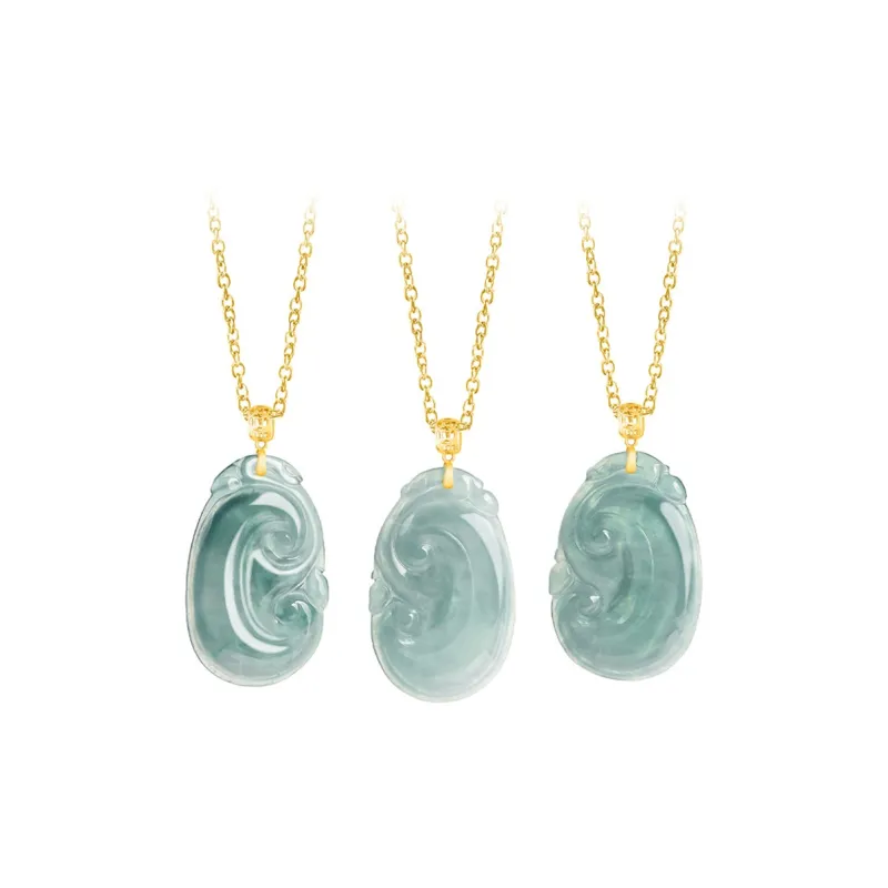 Long Fu Glutinous Jade Jadeite Necklaces Women's-2