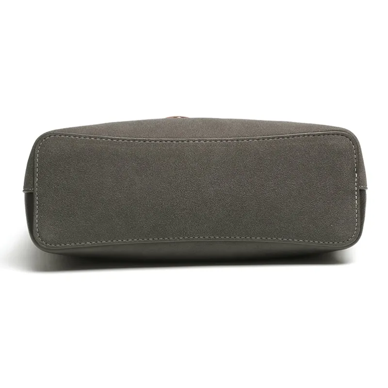 Mulinsen Polyurethane PU Tote Togo Shopping Bag Handbag Women's Dark Gray-6