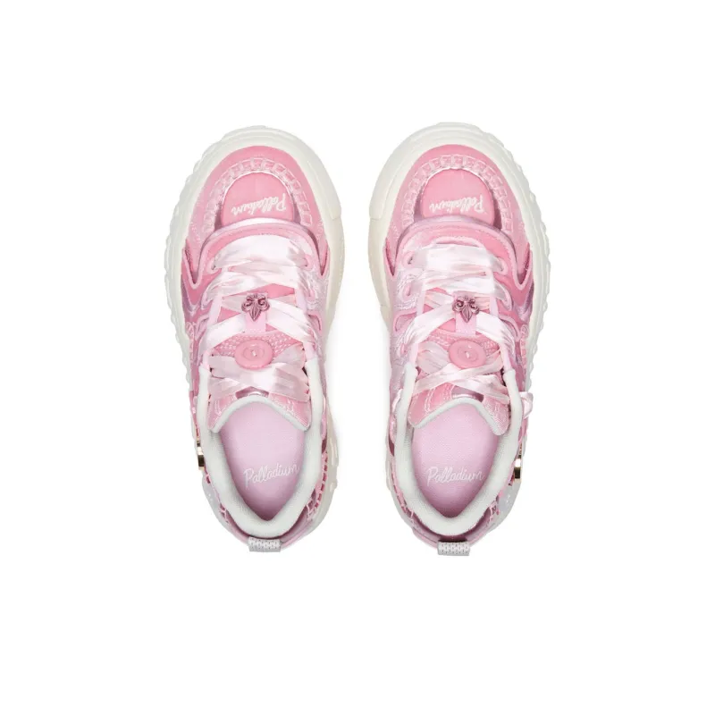 Palladium Anti Slip Wear Resistant Low Top Skateboard Shoes Unisex Light Pink-4