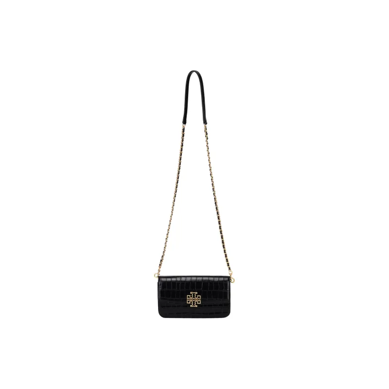 TORY BURCH Britten Crocodile Pattern Leather Shoulder Bag, Crossbody Bag, Chain Bag, Wallet Small Size Women's Black-0