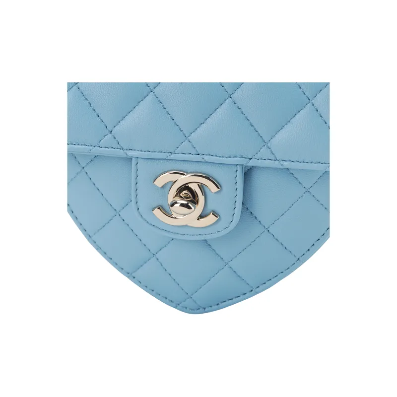 CHANEL Sheepskin Crossbody Bags Trumpets Women's Sky Blue-4