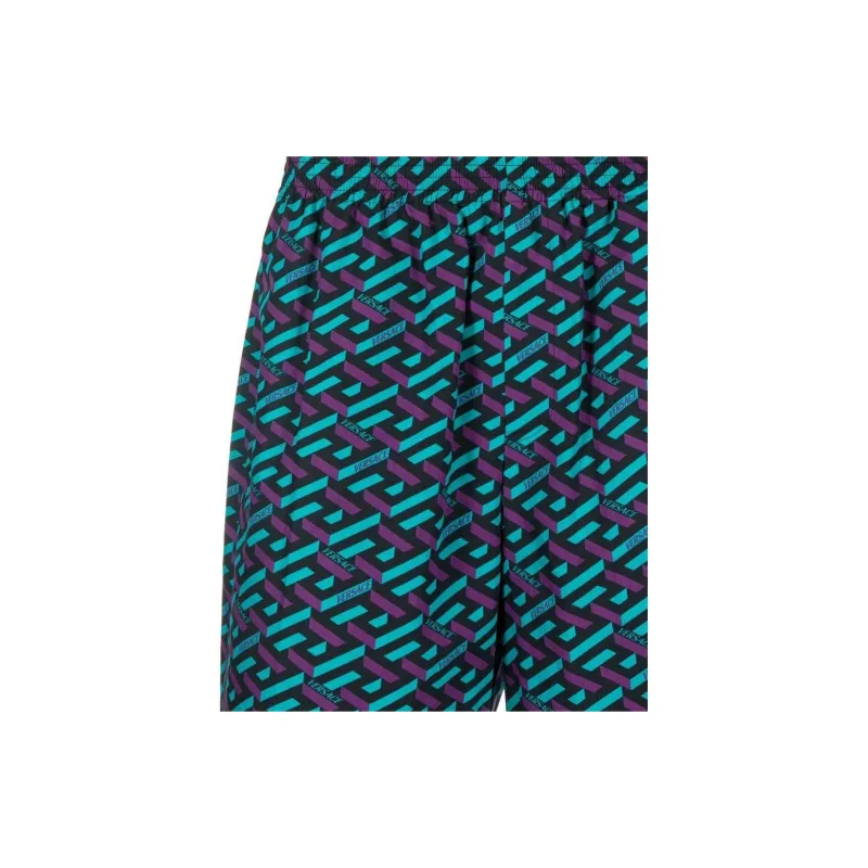 VERSACE Le Greca Print Elasticated waist Shorts-5