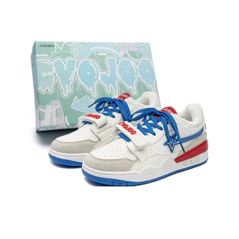 CVOJOO Stars Collection Thermal Low Top Skateboard Shoes Unisex White Blue