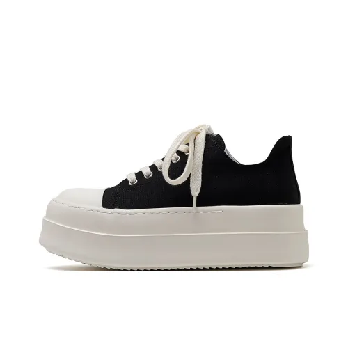 WEISHIBANGWEI Height Increasing Wear Resistant Slip Resistant Low Top Canvas Shoes Unisex Black