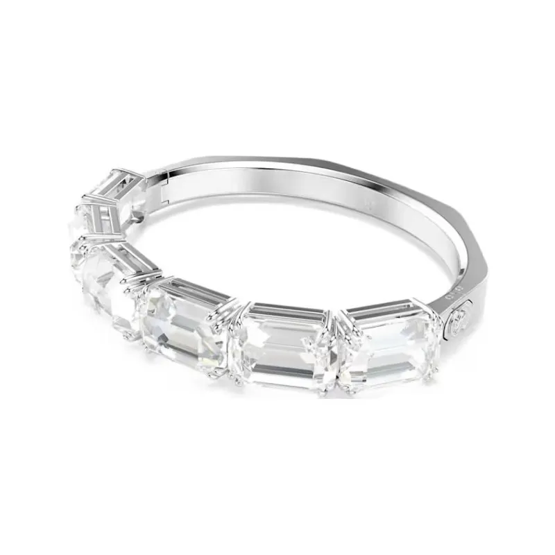 Swarovski Rhodium Plated, Crystal Bangles Women's Silver-0