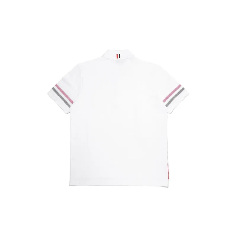 THOM BROWNE Logo Patch Striped Polo Shirt-1