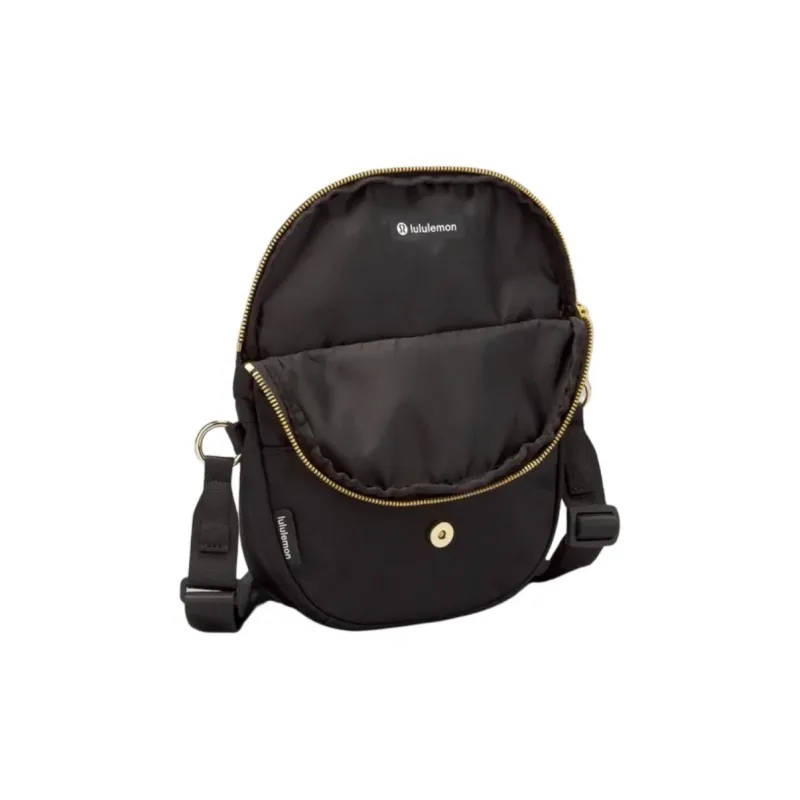 Lululemon Nylon Shoulder Bag, Crossbody Bag Regular Unisex Black & Silver-1