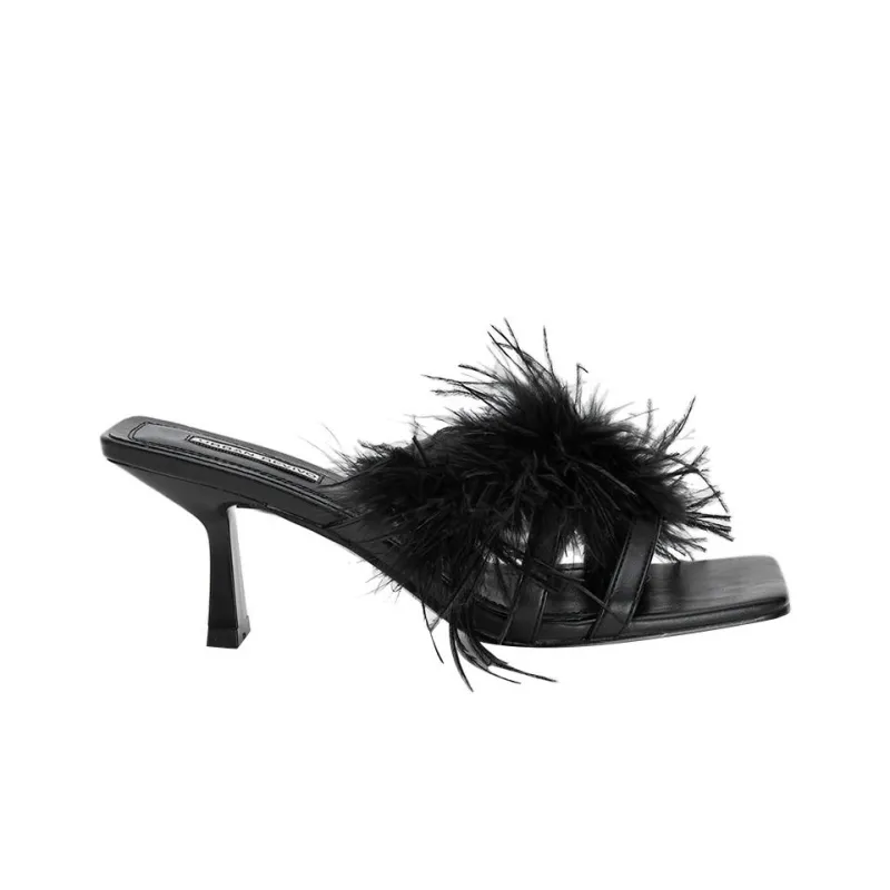 URBAN REVIVO Rubber Sole Quick Dry Slide Slippers Women's Jet Black-1