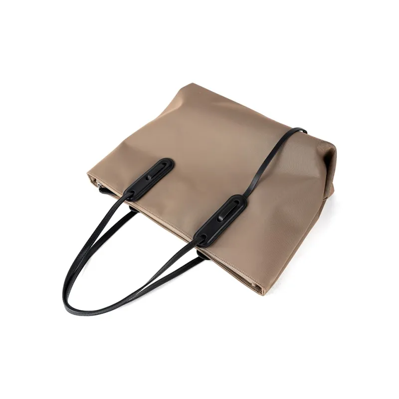 Vigno Synthetic Leather Tote Bag, Shopping Bag, Handbag, Shoulder Bag Women's Khaki/Black-14