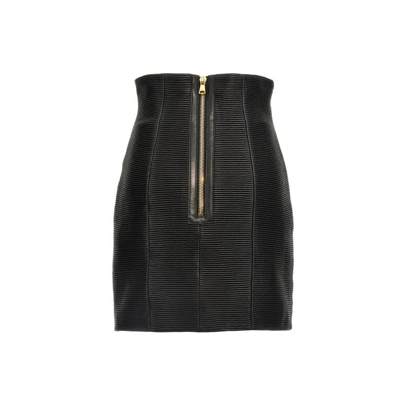 BALMAIN Hw Rolled High Waist Mini Skirt-1