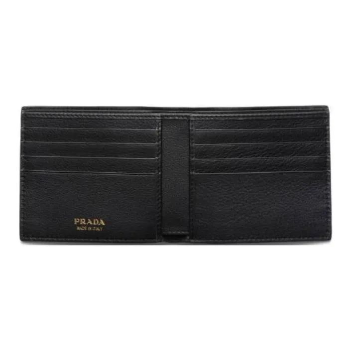 PRADA Calfskin Wallet Men's Black-3