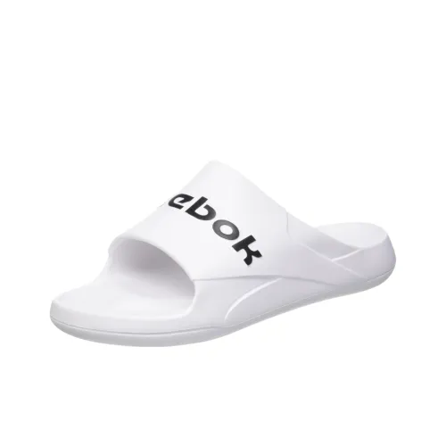 Reebok Clean Slides Collection Rubber Sole Slip Resistant Abrasion Resistant Slide Slippers Unisex White