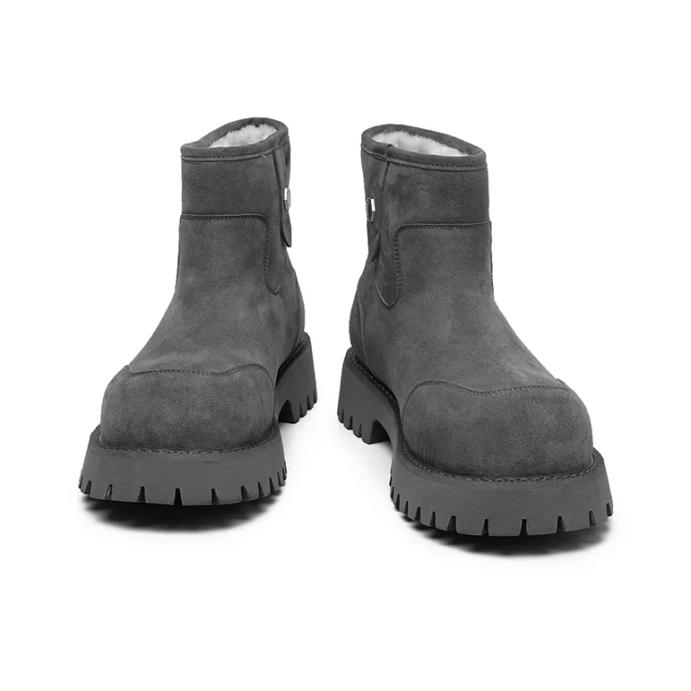 Angelmi Warm And Wear Resistant Short Snow Boots Unisex Gray-3