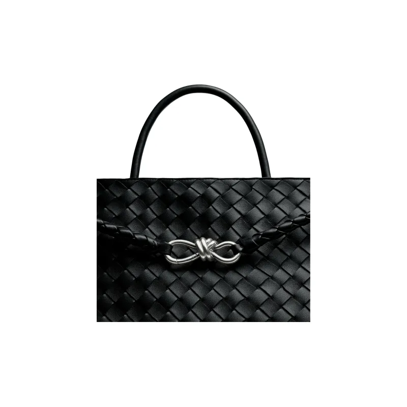 Bottega Veneta Andiamo Series Lambskin One Shoulder Handbags Large Size Women's Black-4