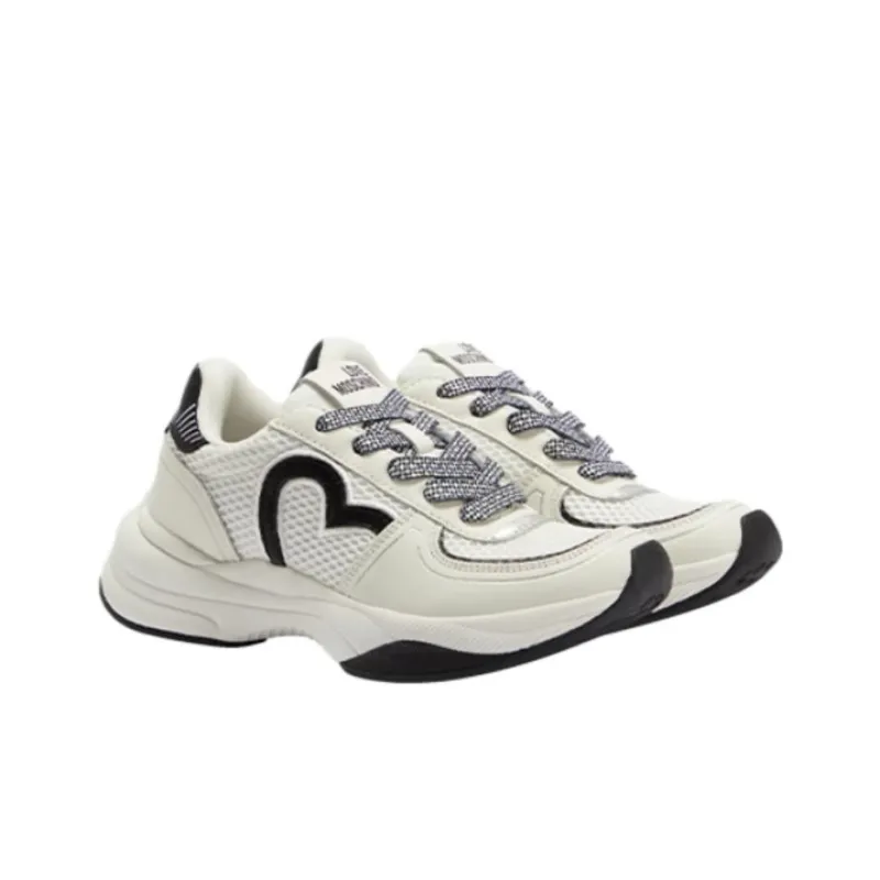 LOVE MOSCHINO Low Top Casual Shoes Women's White Black-2