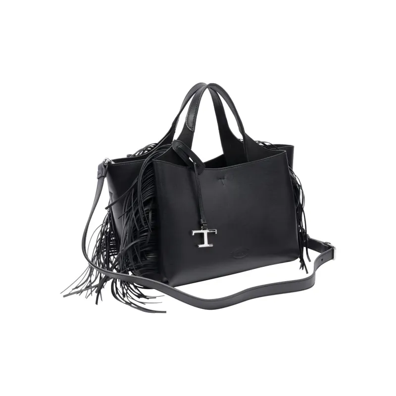 TOD'S Fringe Detailed T Logo Plaque Tote Bag-1