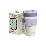 [316L Liner, Dual-Lid Design]Mauve 400ML Upgraded Handle
