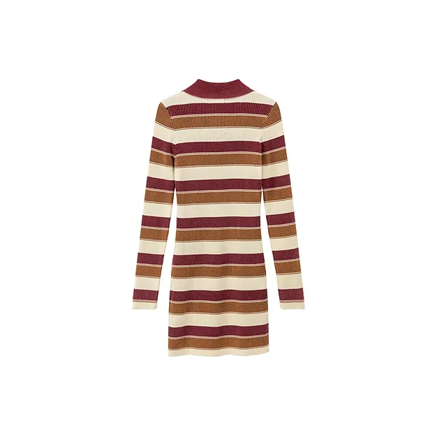 CHUU Long Sleeved Dress Women's Red Stripes-1