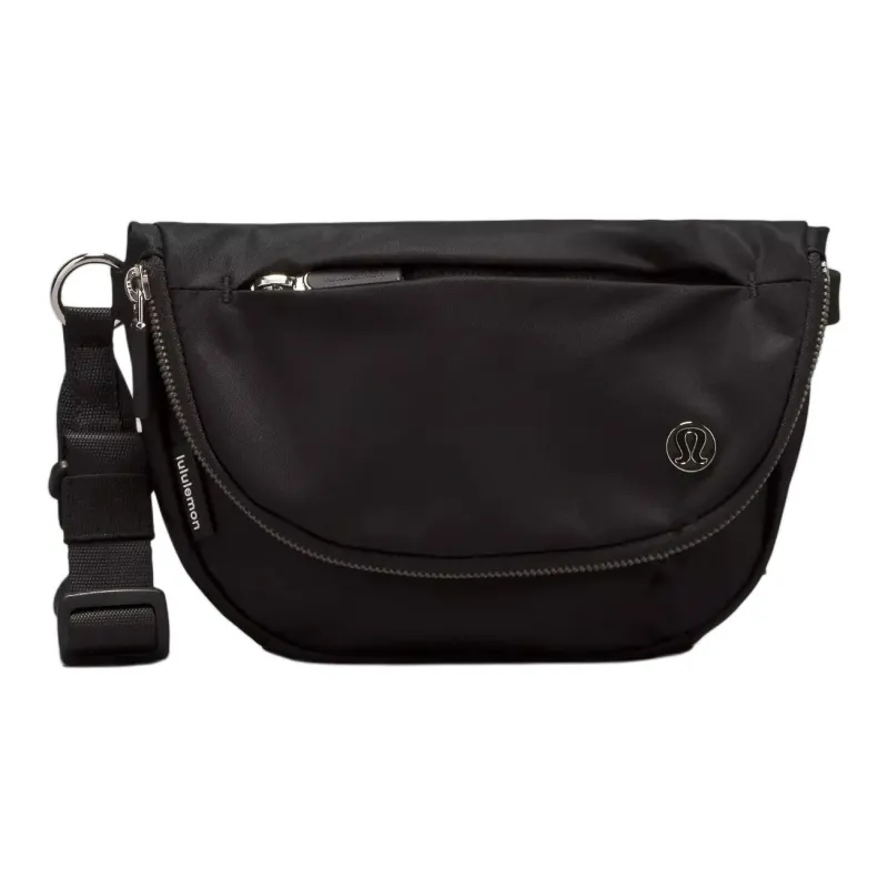 Lululemon Nylon Shoulder Bag, Crossbody Bag Regular Unisex Black & Silver-2