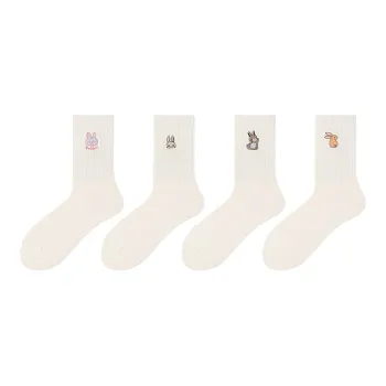 MIIOW Mid Calf Socks Unisex 4 Pack
