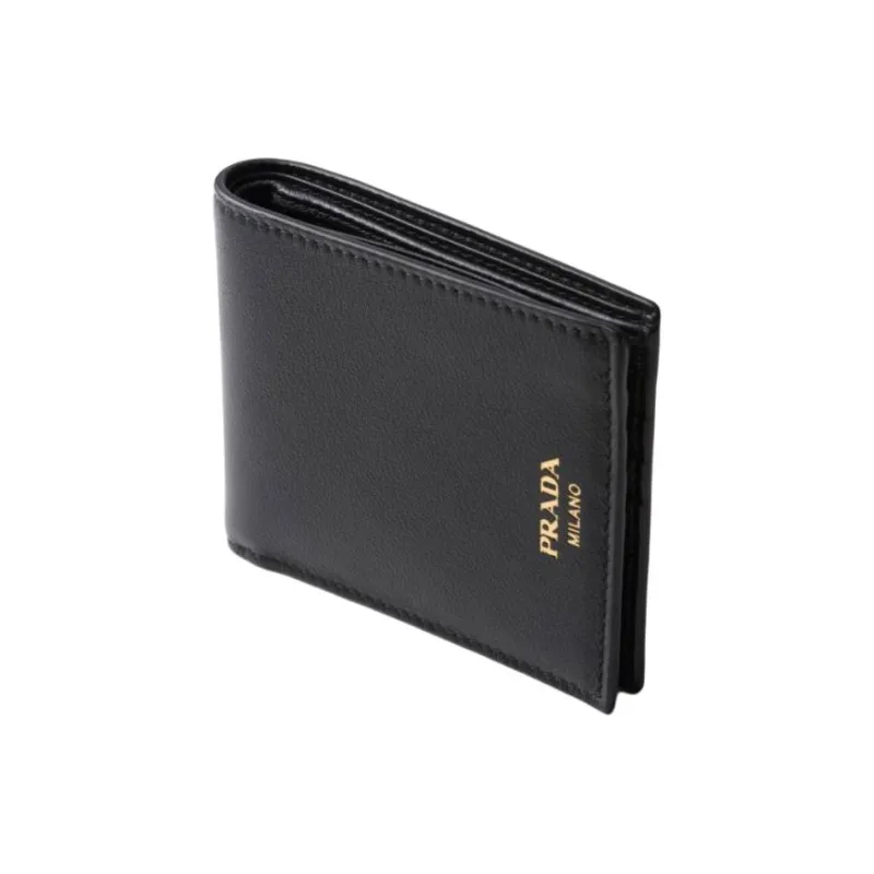 PRADA Calfskin Wallet Men's Black-2