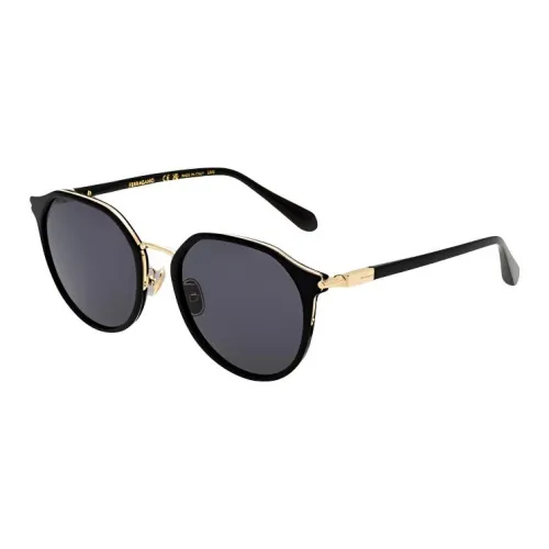 FERRAGAMO Plate Frame Irregular Shape Sunglasses Unisex Black